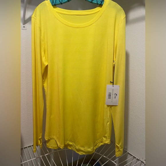 Yellow subtle stripe long T - Picture 1 of 2